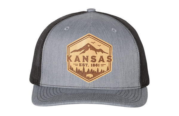 State of Kansas Hexagon Leather Patch Hat