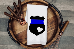 Thin Blue Line Badge/Heart Tea/Flour Sack Towel