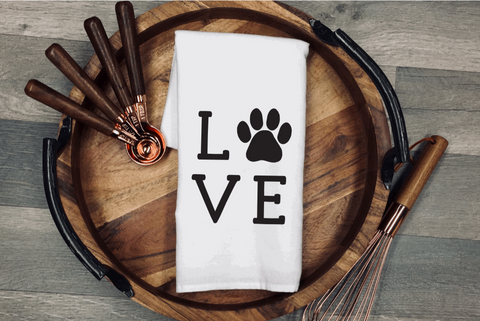 LOVE Pawprint Tea/Flour Sack Towel