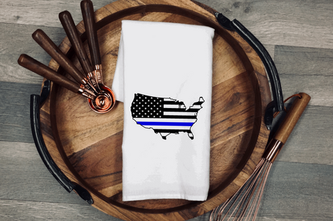 Thin Blue Line USA Flag Tea/Flour Sack Towel