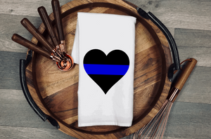 Thin Blue Line Heart Tea/Flour Sack Towel