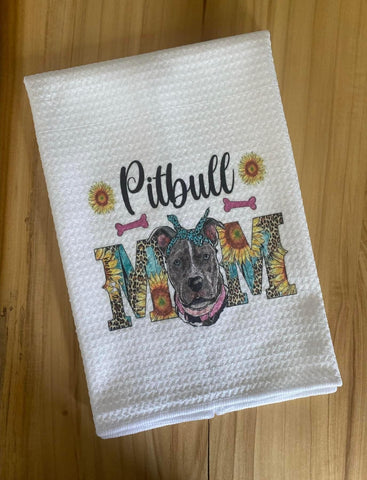 Pitbull Mom Waffle Weave Towel